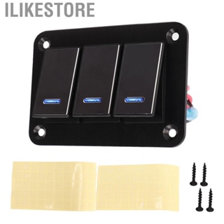 Ilikestore Marine Rocker Switch Panel  3 Gang Universal Pre Wired Toggle Switch Aluminum Alloy Anodize Black  for RV for UTV for Car