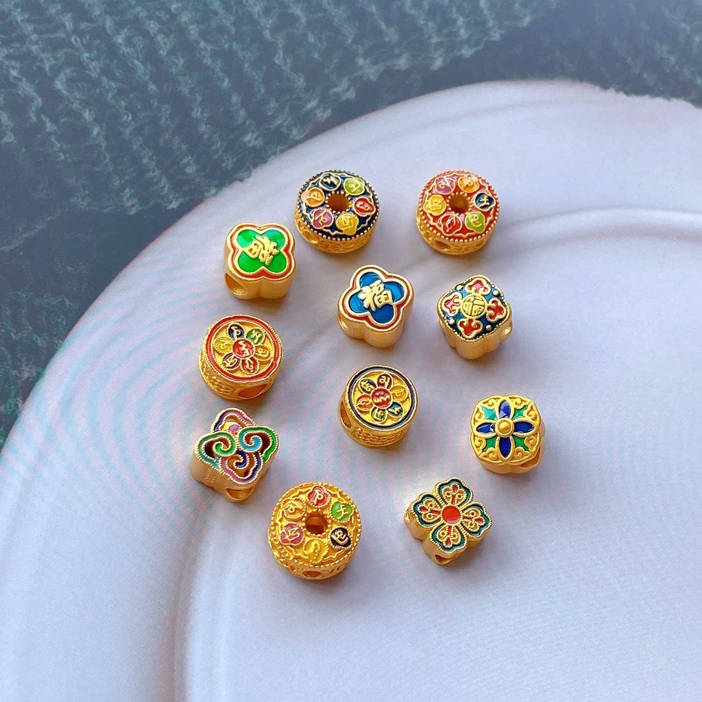 สร้อยข้อมือลูกปัดขนาดใหญ่สไตล์โบราณ สีทอง thumbnail 6
