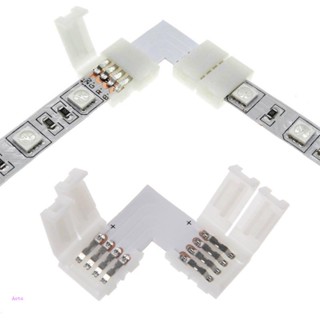 Aoto ตัวเชื่อมต่อ 4 Pin LED รูปตัว L มุมขวา 10 มม. 5050 RGB LED