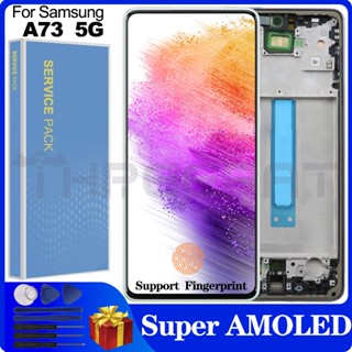 ใหม่ ของแท้ อะไหล่หน้าจอสัมผัสดิจิทัล LCD AMOLED 6.7 นิ้ว แบบเปลี่ยน สําหรับ Samsung A73 5G A736B SM-A736B/DS