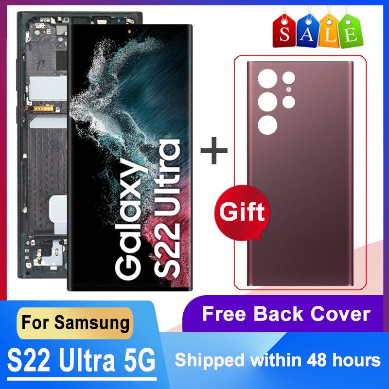 อะไหล่หน้าจอสัมผัสดิจิทัล AMOLED 6.8 นิ้ว สําหรับ Samsung Galaxy S22 Ultra 5G LCD SM-S908B SM-S908B/