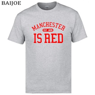 ขายดี เสื้อยืด ผ้าฝ้าย 100% พิมพ์ลาย United Kingdom Manchester is Red สําหรับผู้ชาย 375553