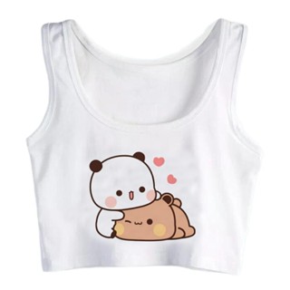 Bubu Dudu เสื้อกล้าม สุนทรีย์ไซเบอร์ y2k แฟชั่นเกาหลี เสื้อครอป ผู้หญิง Kawaii ฮิปปี้ สุนทรีย์ เสื้อผ้า