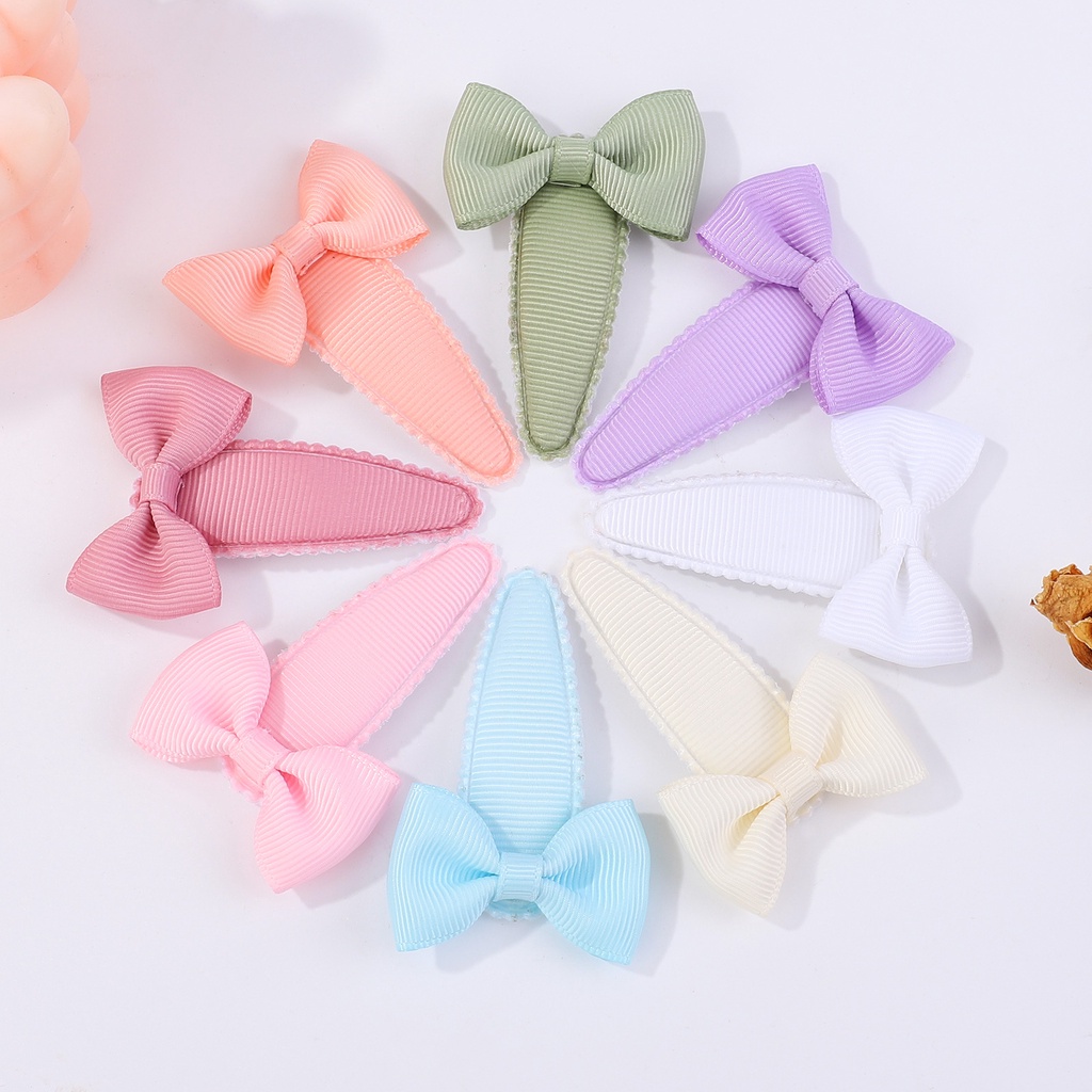 กิ๊บติดผม ประดับโบว์น่ารัก แฮนด์เมด สีพื้น สําหรับเด็กผู้หญิง จํานวน 1 ชิ้น