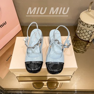 Miumiuรองเท้าส้นสูง3.5ซม.สีฟรุกโตสแฟชั่นเซ็กซี่สําหรับผู้หญิง