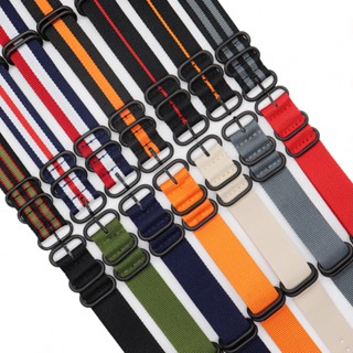 Nylon canvas watch band with five ring black buckle steel thickened 20 22 mm