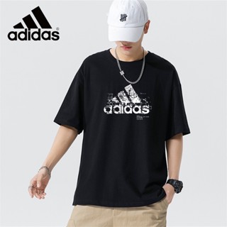 Adldas เสื้อยืดคอกลม แขนสามส่วน ผ้าฝ้าย 100% สําหรับผู้ชาย และผู้หญิง