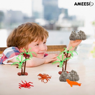 Ameesi โมเดลฟิกเกอร์ PVC รูปสัตว์ ไดโนเสาร์จําลอง ขนาดเล็ก ของเล่นเสริมการเรียนรู้เด็ก 12 ชิ้น