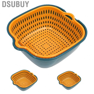 Dsubuy Fruit Vegetable Colander Multi Layer Kitchen Washing Strainer  with Hanging Hole for Fruits Vegetables Blue Yellow