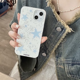 เคสโทรศัพท์มือถือ ซิลิโคนนิ่ม กันกระแทก ลายดาวสีฟ้านม เรียบง่าย สําหรับ Iphone 14promax 13 12 11 13promax 13