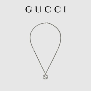 [พร้อมส่ง] Gucci GUCCI สร้อยคอเงิน พร้อมจี้รูปตัว G คู่