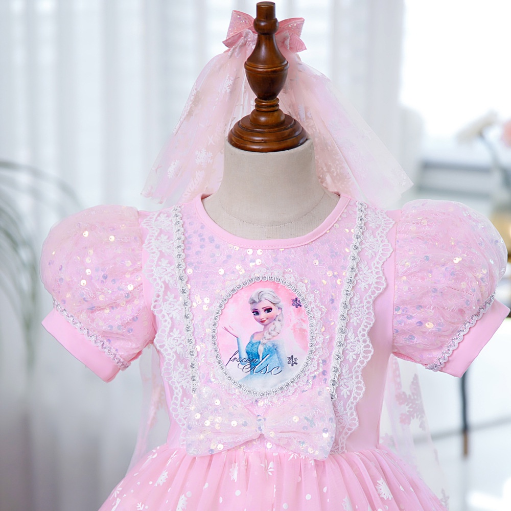 Led Frozen Girls Party Dress Sequined Princess Dress ชุดเดรสเด็กผู้หญิงเด็กวัยหัดเดิน - รูปที่ 5