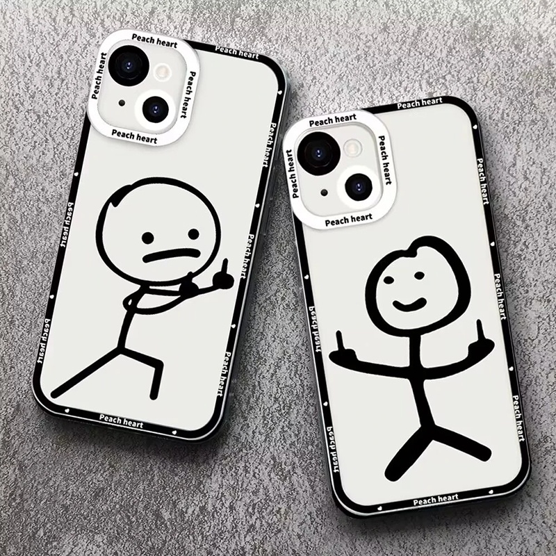 เคสโทรศัพท์มือถือ ลายเส้นคนตลก สําหรับ iPhone 11 13 12 14 15 Pro Max 13 12 Mini 14 15 Plus X XS Max XR 7 8 Plus SE 2020