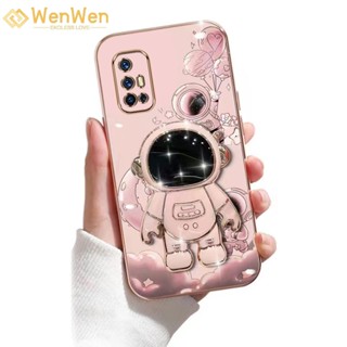 Wenwen เคสโทรศัพท์มือถือแบบนิ่ม TPU กันกระแทก ลายนักบินอวกาศ 3D พร้อมที่ตั้งวาง บางมาก สําหรับ VIVO V15 VIVO V15 PRO V17 V19 NEO