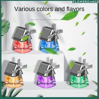 Solar Car Air Vent Freshener คลิปน้ำหอม Led Fan Fragrance Aroma Diffuser การตกแต่ง Windmill Rotating Fan Air Freshener Car Interior Aromatherapy flower