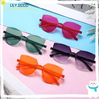 LILY Lily แว่นตากันแดด ทรงแคทอาย สีแคนดี้ ไร้ขอบ อุปกรณ์เสริม สําหรับปาร์ตี้