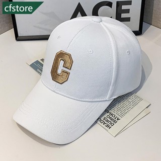 Cfstore หมวกเบสบอล ป้องกันแสงแดด ระบายอากาศ พิมพ์ลายตัวอักษร C แฟชั่นฤดูใบไม้ผลิ และฤดูร้อน เรียบง่าย สําหรับคู่รัก C9S1