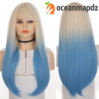 OCEANMAPDZ วิกผมยาวตรง สีม่วง ทนความร้อน สําหรับผู้หญิง