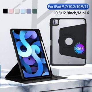 360° เคส ลายหมุนได้ พร้อมขาตั้ง สําหรับ IPad 2022 IPad Air 5 10.9 7th 8th 9th Generation Pro 11 IPad 9.7 5th 6th Air 1 Air 2 360° เคสหมุนได้ พร้อมปากกา