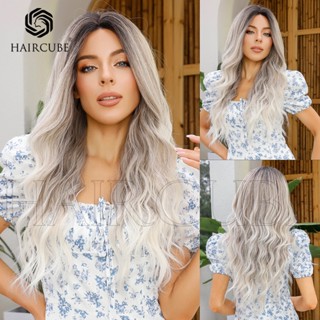 Haircube วิกผมหยิก ผมหน้าม้า ผมหน้าม้า แบบเกลียว สีเทา หรูหรา