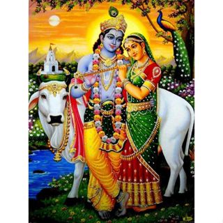 โปสเตอร์กระดาษ พิมพ์ลาย Radha Krishna Indian God สไตล์อินเดีย สําหรับตกแต่งบ้าน