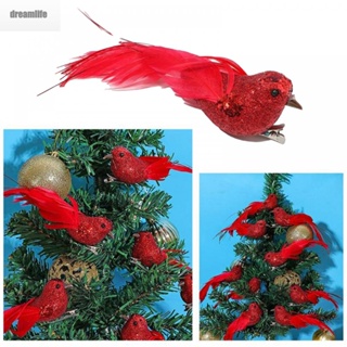 【DREAMLIFE】12 PCS Artificial Foam Feather Birds On Clips For Wreaths Christmas Tree Decor