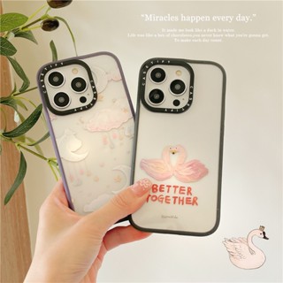 Casetify【together swans】เคสโทรศัพท์มือถืออะคริลิค กันกระแทก ลายดอกกุหลาบแห้ง สําหรับ iPhone 11 12 13 14 Pro Max