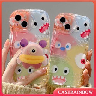 เคสโทรศัพท์มือถือ แบบนิ่ม ลายการ์ตูนมอนสเตอร์ 3D ขอบโค้ง มีป็อบอัพ สําหรับ iPhone XR 7Plus 11 13 14 12 Pro Max 8 7 6 6s Plus X XS Max SE 2020