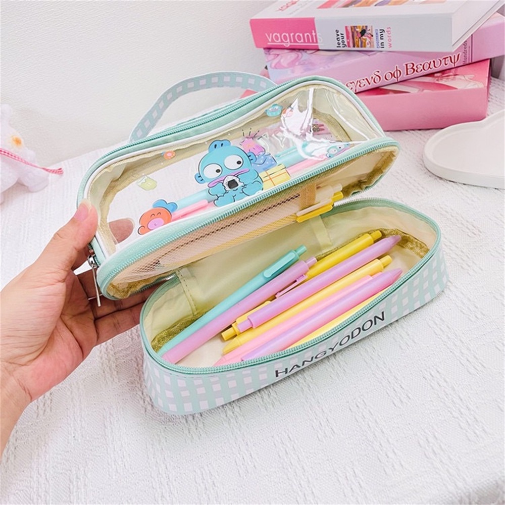 SANRIO กระเป๋าดินสอ PVC ลายการ์ตูนคุโรมิ สองชั้น จุของได้เยอะ แบบพกพา สําหรับนักเรียน