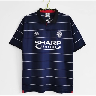 เสื้อกีฬาแขนสั้น ลายทีมชาติฟุตบอล Manchester United 99-00 ชุดเยือน สไตล์เรโทร