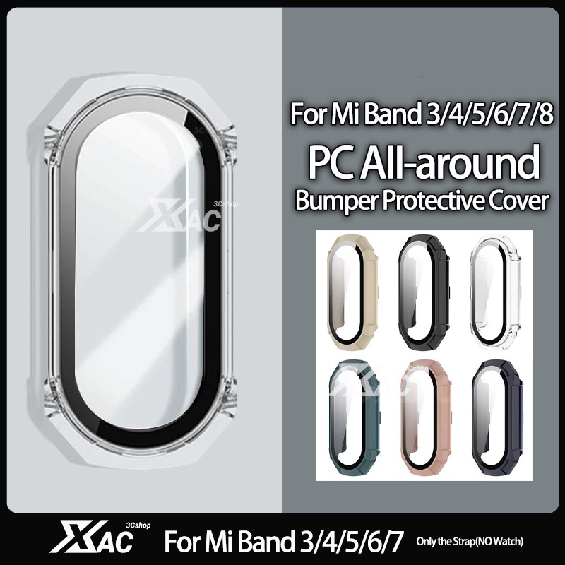 สําหรับ Mi Band 8 เคสป้องกัน สําหรับ Mi Band 7 เคสฟิล์มในตัว เคส PC ฟิล์มนิรภัย สําหรับ Miband 3/4/5/6/7/8 อุปกรณ์เสริม