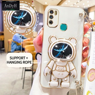 Andyh เคสโทรศัพท์มือถือ ลายนักบินอวกาศ 3D พร้อมสายคล้อง สําหรับ infinix Hot 9Play X680 X680B X680C