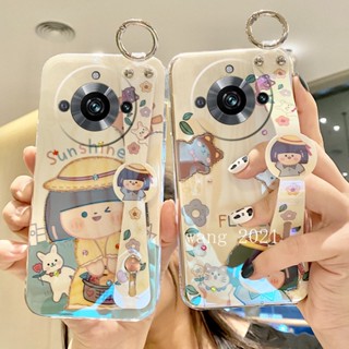 ใหม่ เคสโทรศัพท์มือถือนิ่ม ลายการ์ตูนเด็กผู้หญิง แต่งกลิตเตอร์ พลอยเทียม พร้อมสายคล้องมือ สําหรับ Realme11 Pro Realme 11 Pro + Plus 5G 2023 Realme 11 Pro 5G