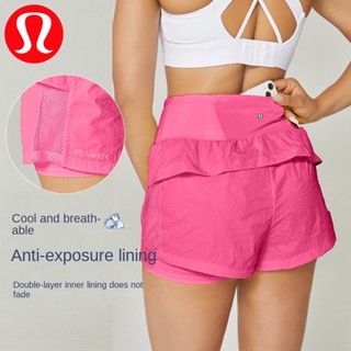 Lululemons กางเกงขาสั้นลําลอง ทรงหลวม ระบายอากาศ แห้งเร็ว เหมาะกับการเล่นโยคะ ฟิตเนส กีฬา สําหรับผู้หญิง