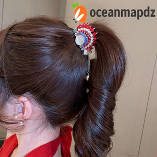 OCEANMAPDZ กิ๊บติดผม รูปกรงเล็บกระต่ายน่ารัก ประดับลูกปัด แบบเรียบง่าย สไตล์จีน พังก์ เหมาะกับเทศกาลปีใหม่ สําหรับผู้หญิง