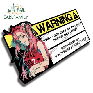 Earlfamily สติกเกอร์ติดรถยนต์ ลายอนิเมะ Zero Two Concentrate on Driving Warning DARLING ขนาด 13 ซม. x 6.2 ซม.