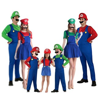 ชุดคอสเพลย์ Super Mario Brothers Mario Luigi เหมาะกับของขวัญวันเกิด สําหรับแม่ และลูก LA3O