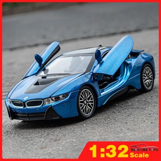 Klt โมเดลรถยนต์ สเกล 1:32 BMW i8 Supercar โลหะอัลลอย ของเล่นสําหรับเด็กผู้ชาย