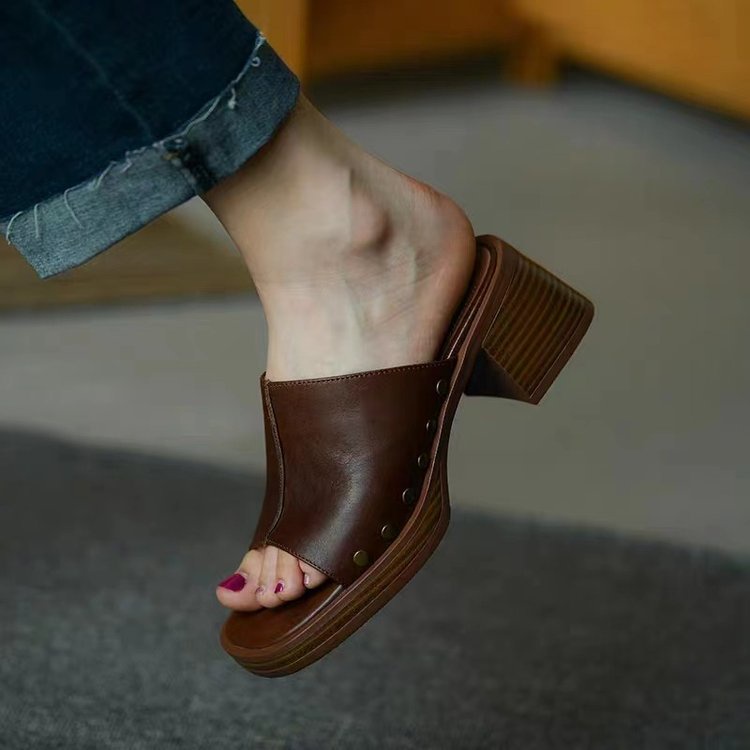 รองเท้าส้นสูง เปิดนิ้วเท้า ส้นหนา กันน้ํา สไตล์เกาหลี สไตล์สุภาพสตรี ขนาด 34-40 - รูปที่ 2