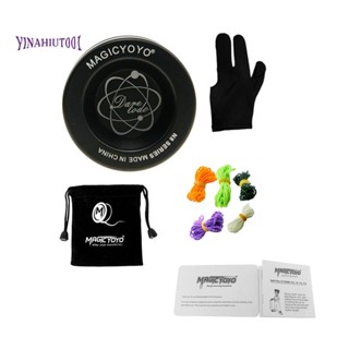 Magicyoyo N8 โยโย่อลูมิเนียมอัลลอยด์ ไม่ตอบสนอง พร้อมสาย 5 สาย ถุงมือ และกระเป๋าโยโย่ (สีดํา)