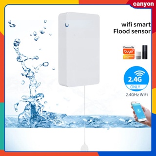 Tuya Wifi Smart Water Leakage Sensor Flood Overflow Alarm แอพสมาร์ทโฟน Real Time Monitoring Home Security Protection System canyon