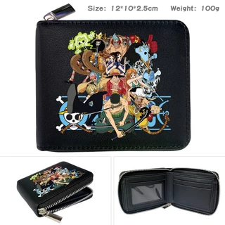 One Piece Luffy Fanily Black Simple Casual Student Short Wallet Boy Girl Cartoon ID Coin Purse