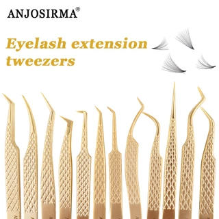 ANJOSIRMA ที่ต่อขนตา / พัดลม สีทอง คุณภาพสูง ความแม่นยําสูง