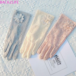 BACK2LIFE ถุงมือกันแดด ป้องกันรังสียูวี ลูกไม้ กันลื่น ขี่จักรยาน ปาร์ตี้ ดอกไม้ หน้าจอสัมผัส แบบบาง สําหรับผู้หญิง