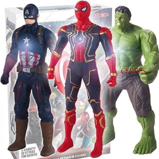 CLEOES ฟิกเกอร์ Marvel ข้อต่อขยับได้ คอลเลกชัน Iron Man Spider-Man Luminous Thanos ของเล่นโมเดล