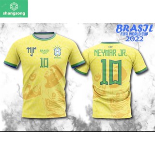 เสื้อพิมพ์ลาย ยอดฮิต ลาย ทีมชาติ เนย์มาร์ 2023 สีเหลือง BRAZIL NEYMAR shangsong