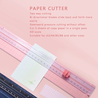 Favorites Shop เครื่องตัดกระดาษแบบพกพาขนาดกะทัดรัด DIY Bi Directional Blade HD Scale Light Pink ABS Plastic Scrapbook Paper Trimmer for Photos