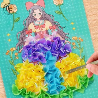 6 In 1 DIY ภาพวาด สติกเกอร์หัตถกรรม ของเล่นเด็ก เด็กผู้หญิง ศิลปะ Poking Princess แฮนด์เมด การศึกษา เวทมนตร์ เด็ก ของขวัญ