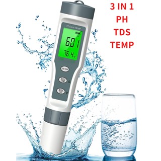 3 in 1 เครื่องทดสอบคุณภาพน้ํา มัลติฟังก์ชั่น ดิจิทัล PH//TDS/Thermometer แบบมืออาชีพ