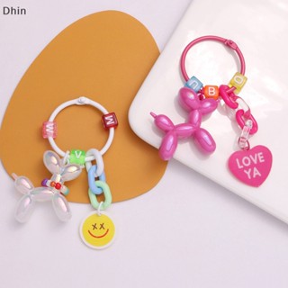 [Dhin] Candy Color Cute Dog Key Chain Balloon Dog Lovely Animal Fashion Acrylic Pendant Backpack Charm Key Ring Jewelry For Friend Gift COD